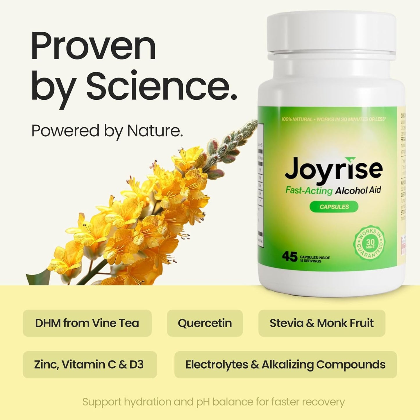 Joyrise™ (Capsules) Fast-Acting Hangover Relief Aid (15 Servings)(1 Bottle)