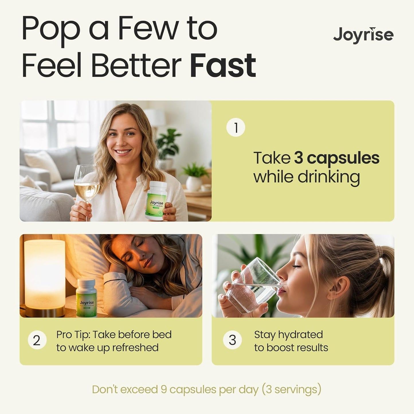 Joyrise™ (Capsules) Fast-Acting Hangover Relief Aid (15 Servings)(1 Bottle)
