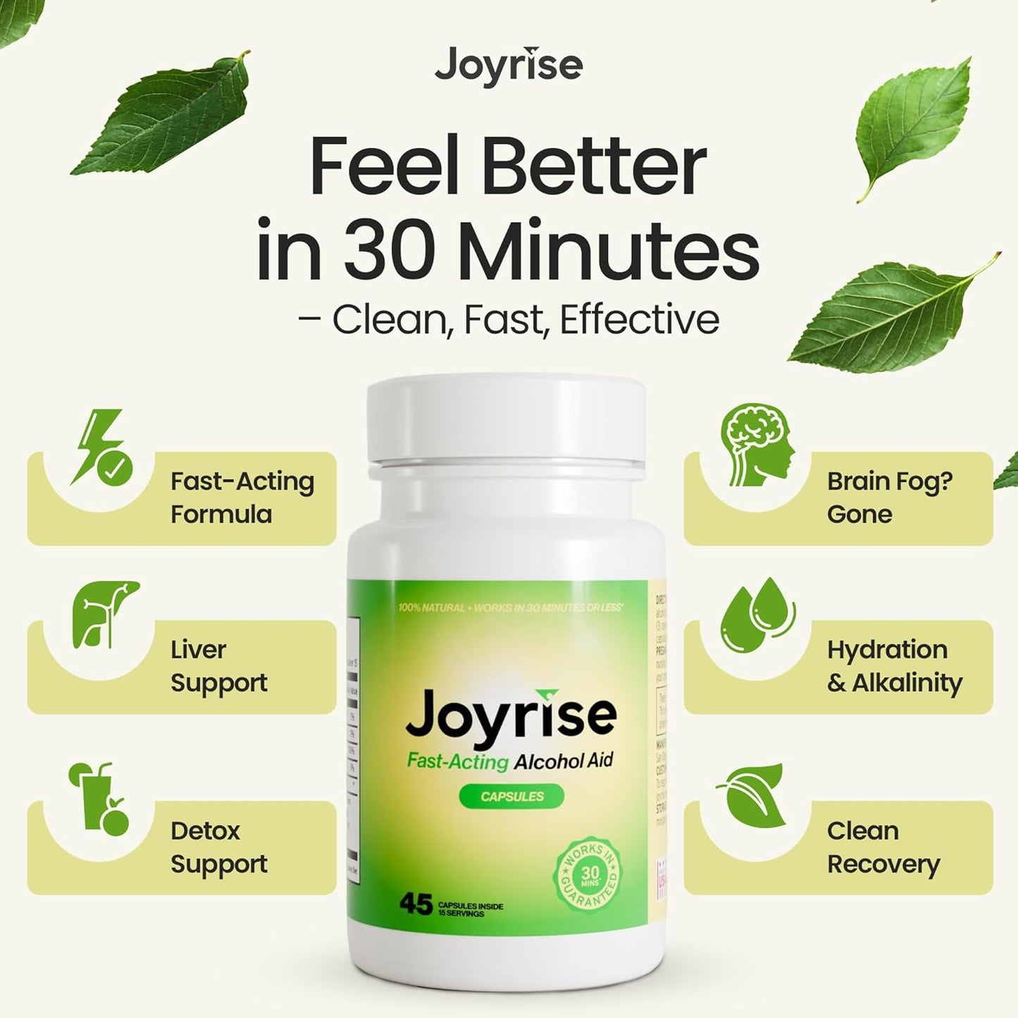 Joyrise™ (Capsules) Fast-Acting Hangover Relief Aid (15 Servings)(1 Bottle)