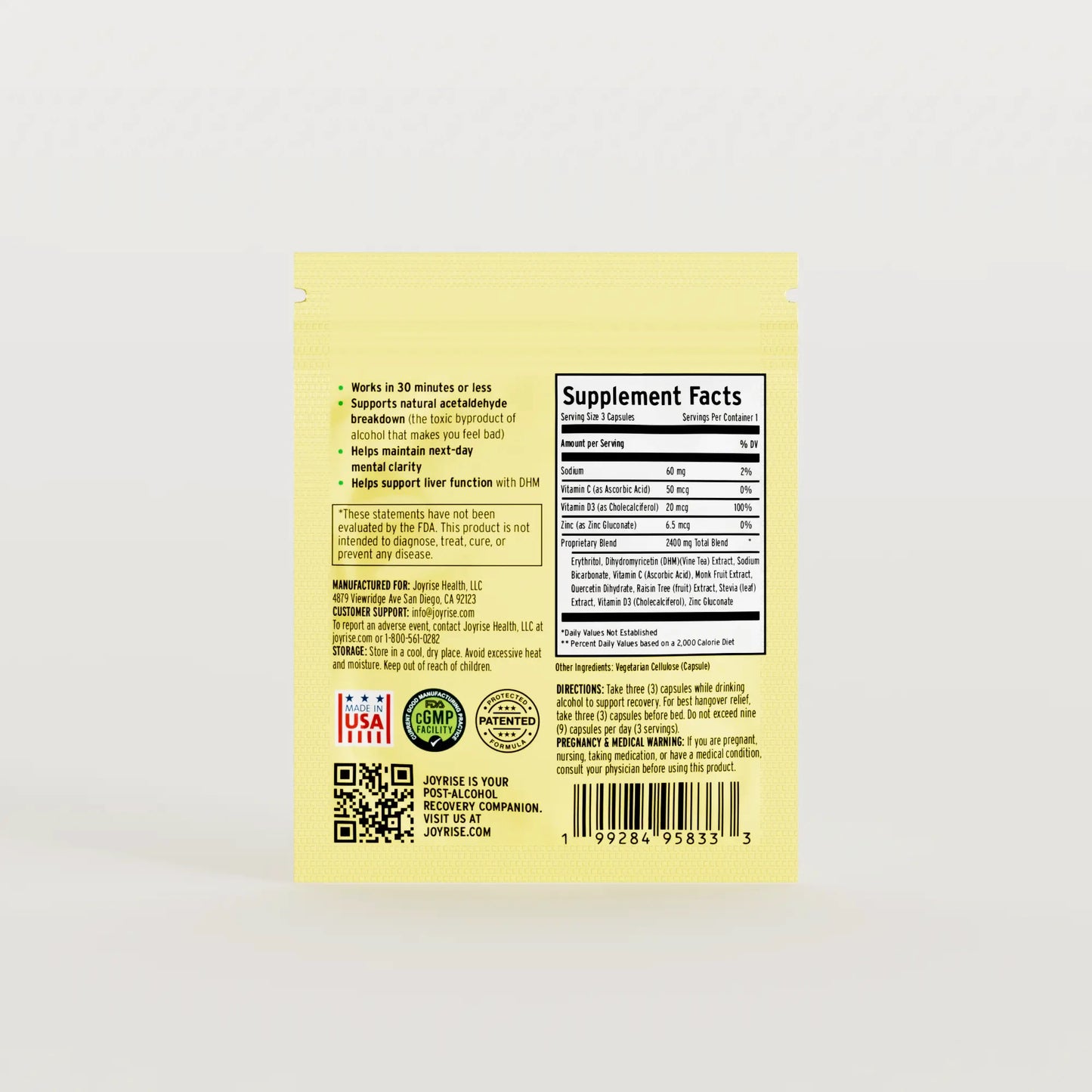 Joyrise™ (Capsules) Fast-Acting Hangover Relief Aid (3 Servings)(3 Packets)