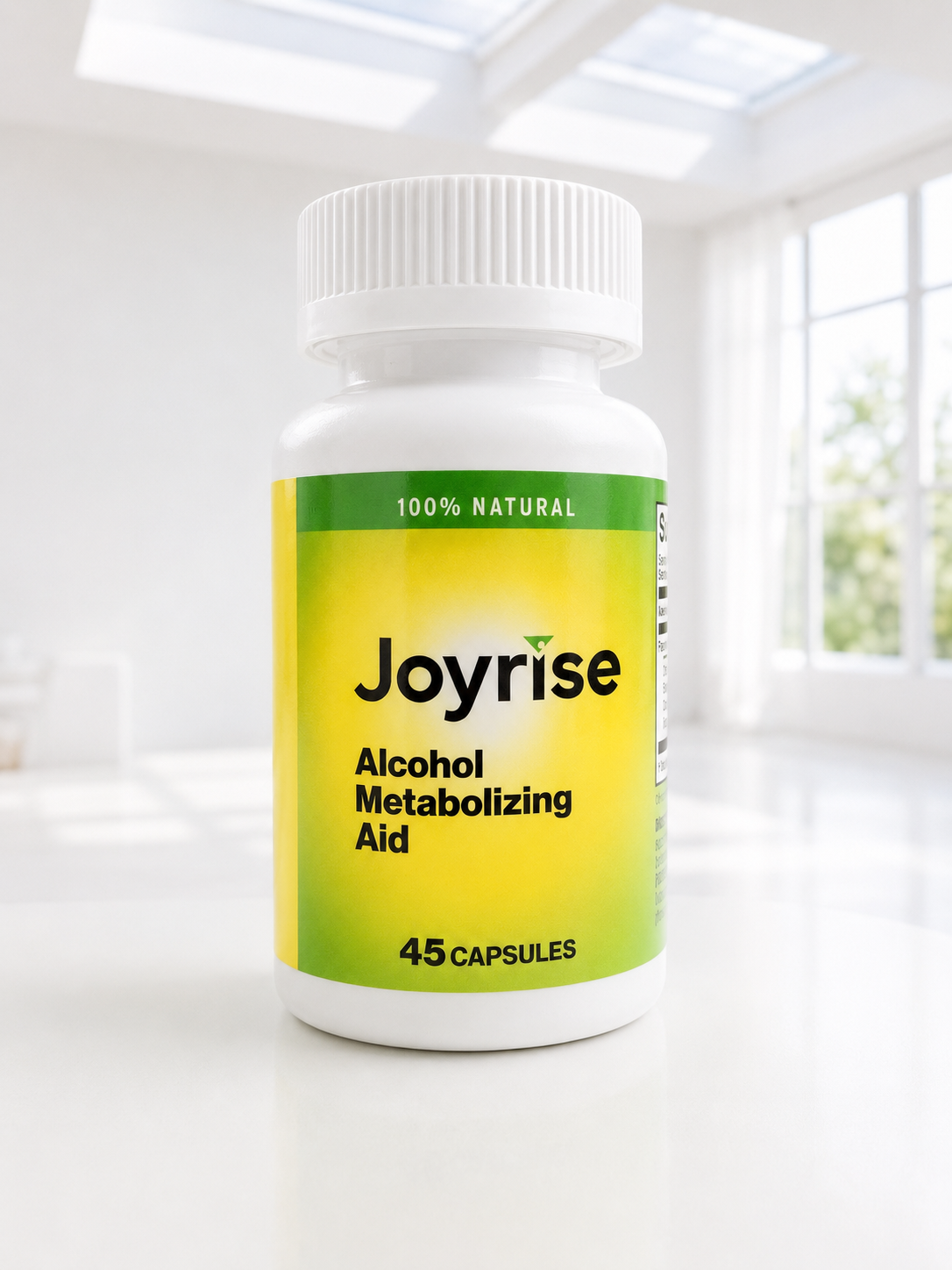 Joyrise 45-capsule bottle with vertically ridged white cap